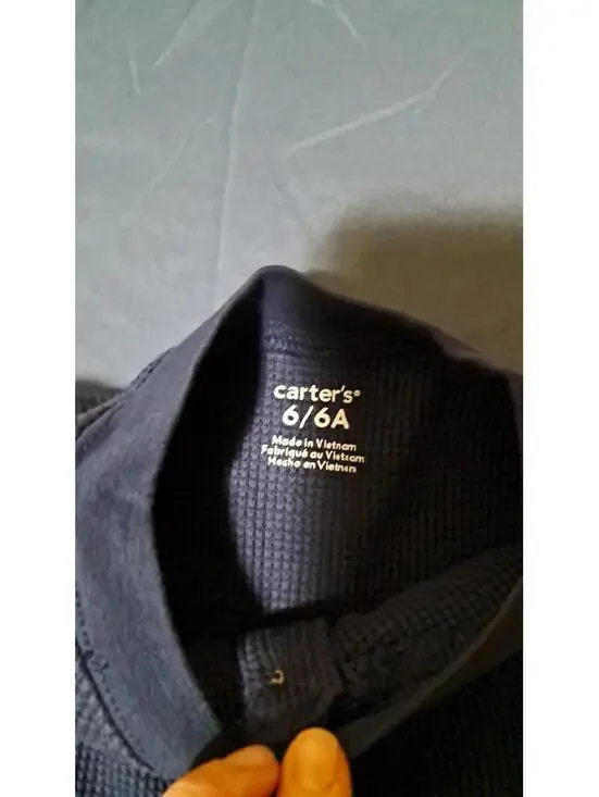 Carters: Boys Size 6/6A Navy/Green Long Sleeve Thermal Shirt - Picture 4 of 5